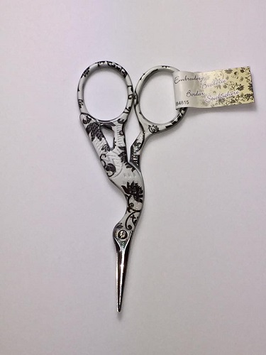 Embroidery Scissors - White Pattern Storks